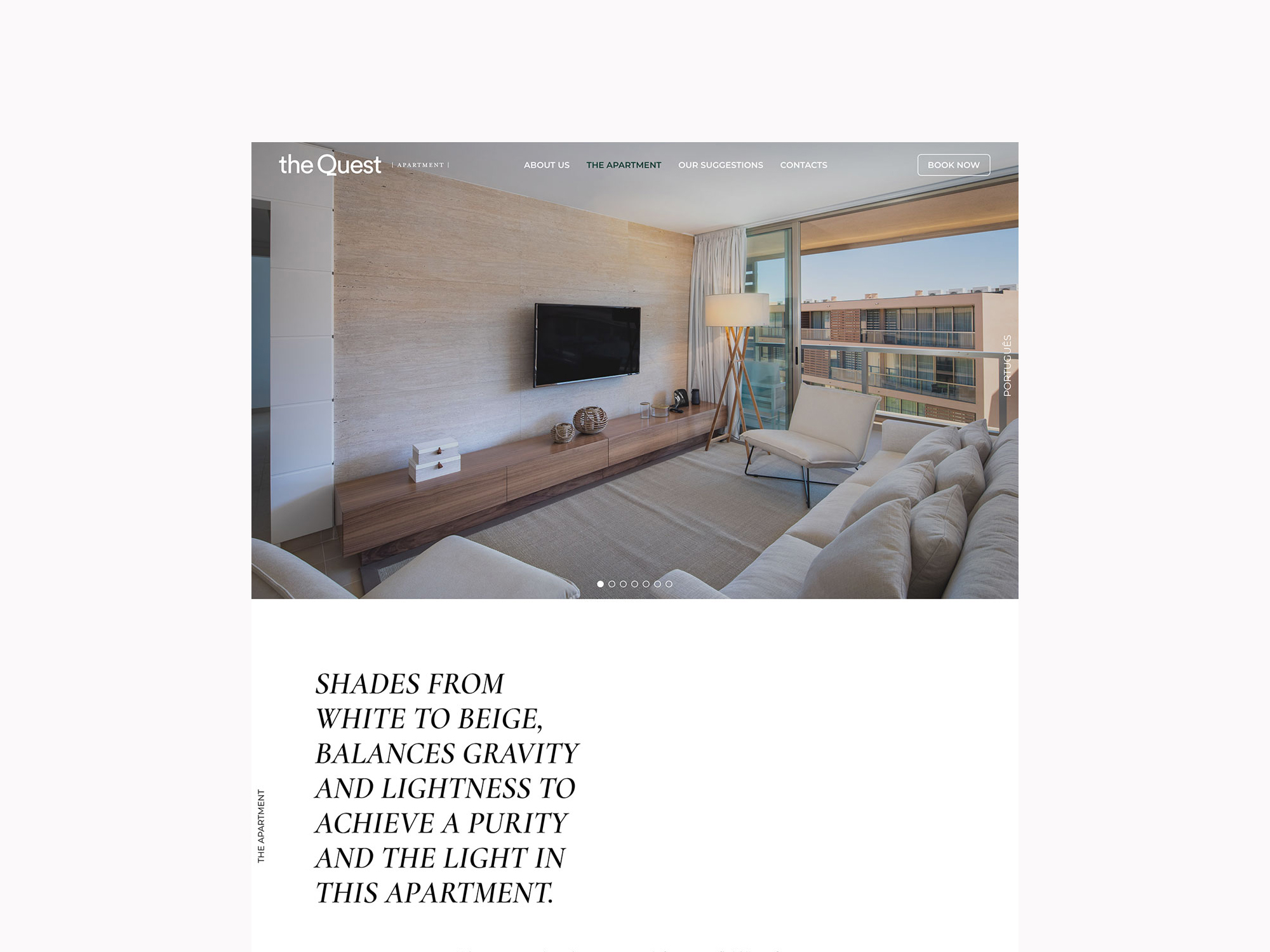 The Quest apartment website layout mockup