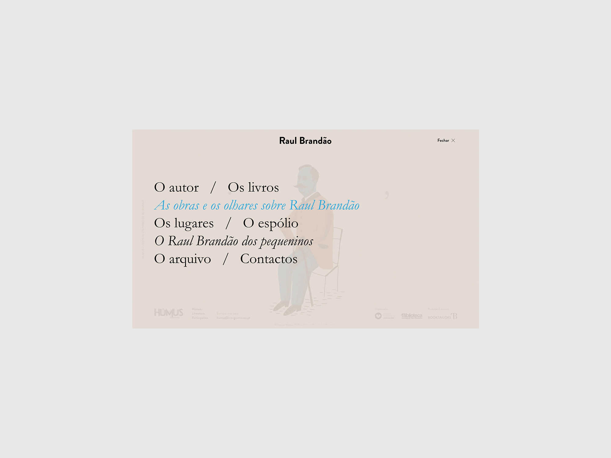 Raul Brandão website menu mockup